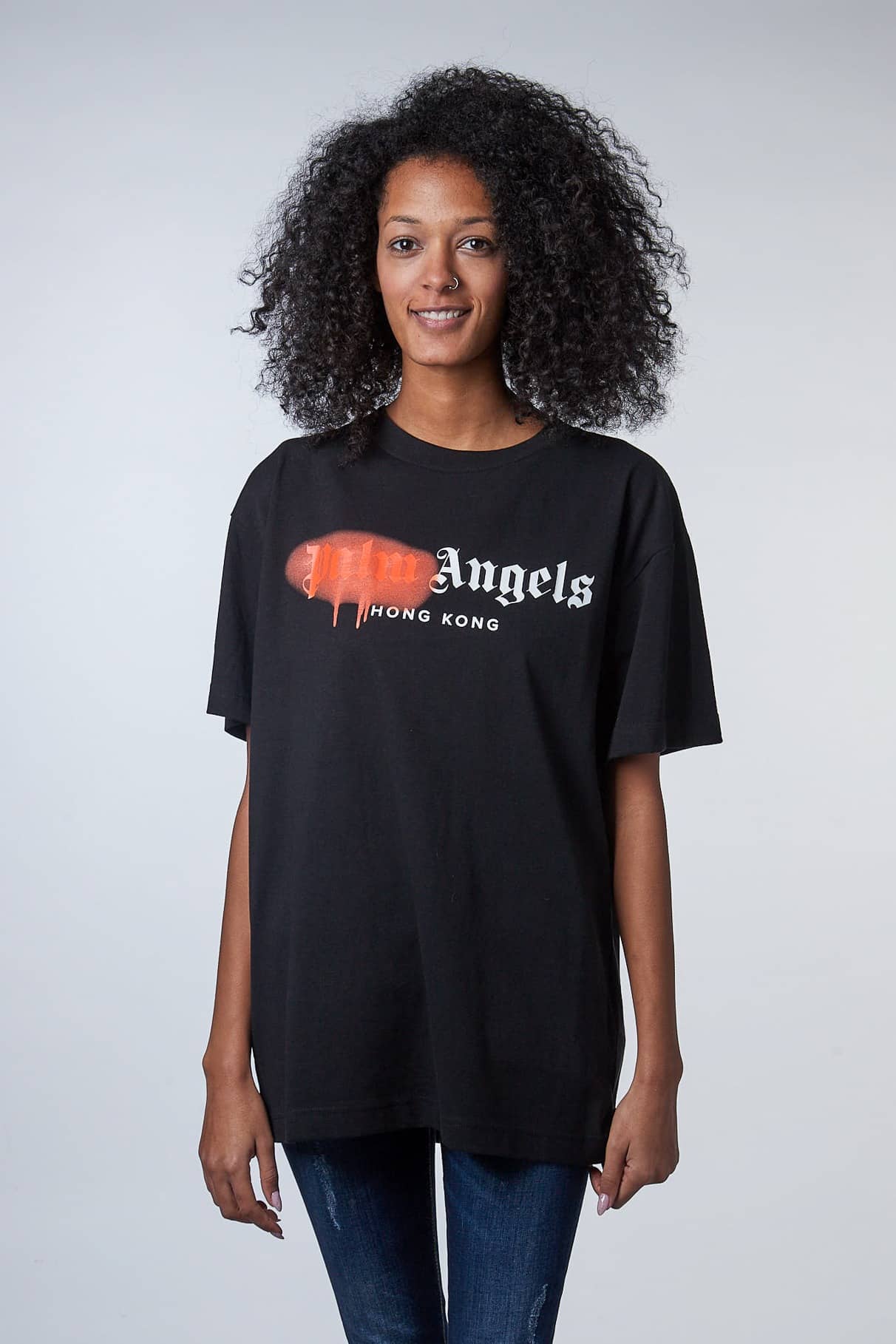 PALM ANGELS T-SHIRT PMAA001S2041300561018 BLACK/ORANGE UOMO