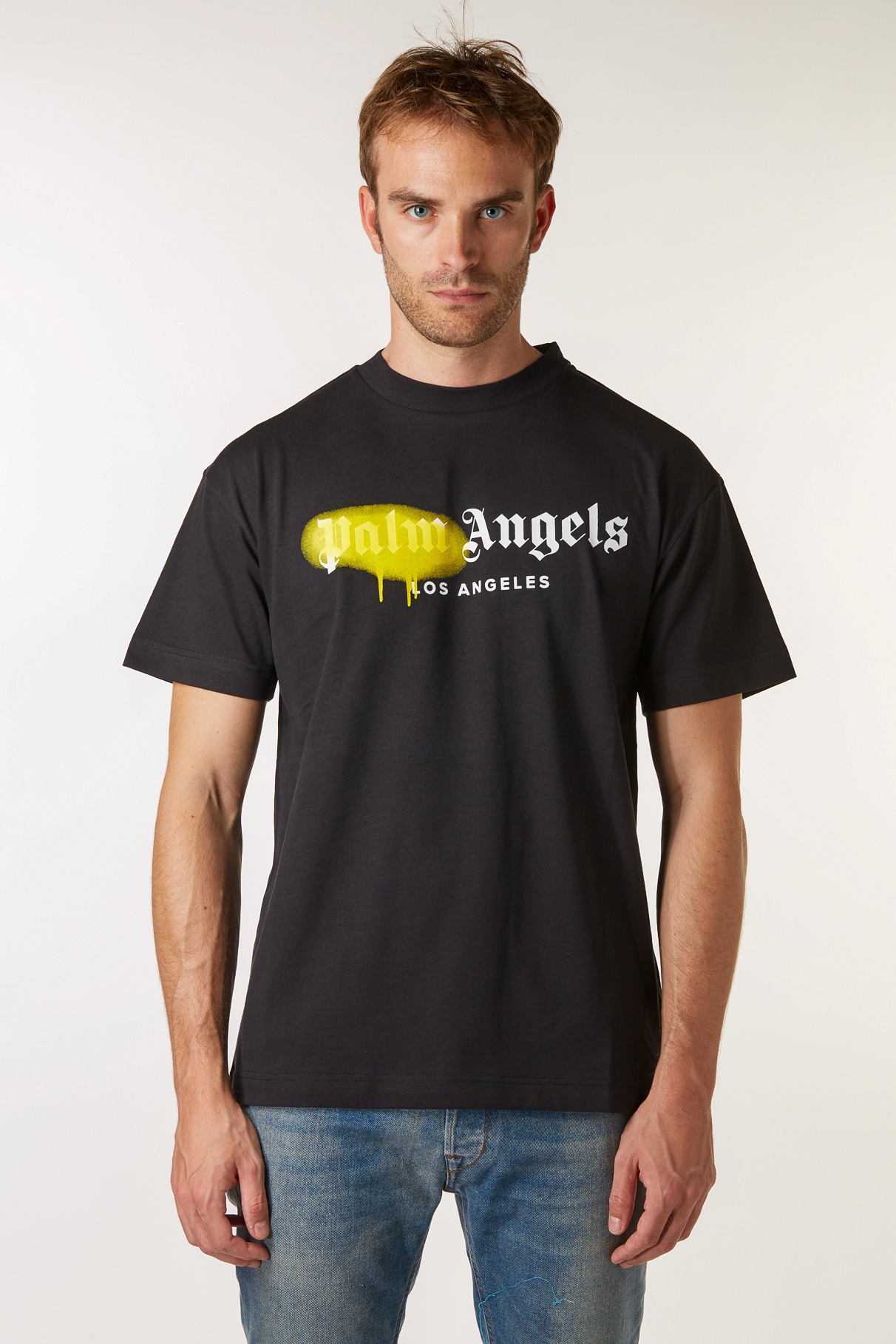 PALM ANGELS T-SHIRT PMAA001S204130551018 BLACK/YELLOW