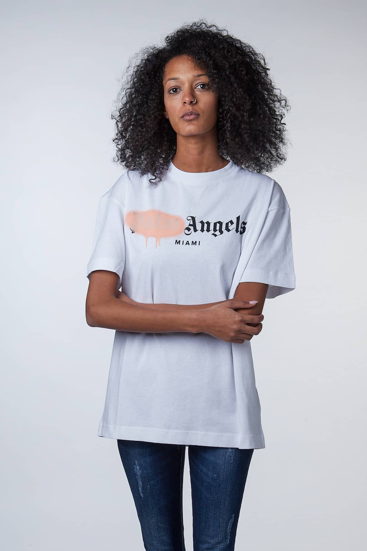 PALM ANGELS T-SHIRT PMAA001S21JER0340130 WHITE/PINK 