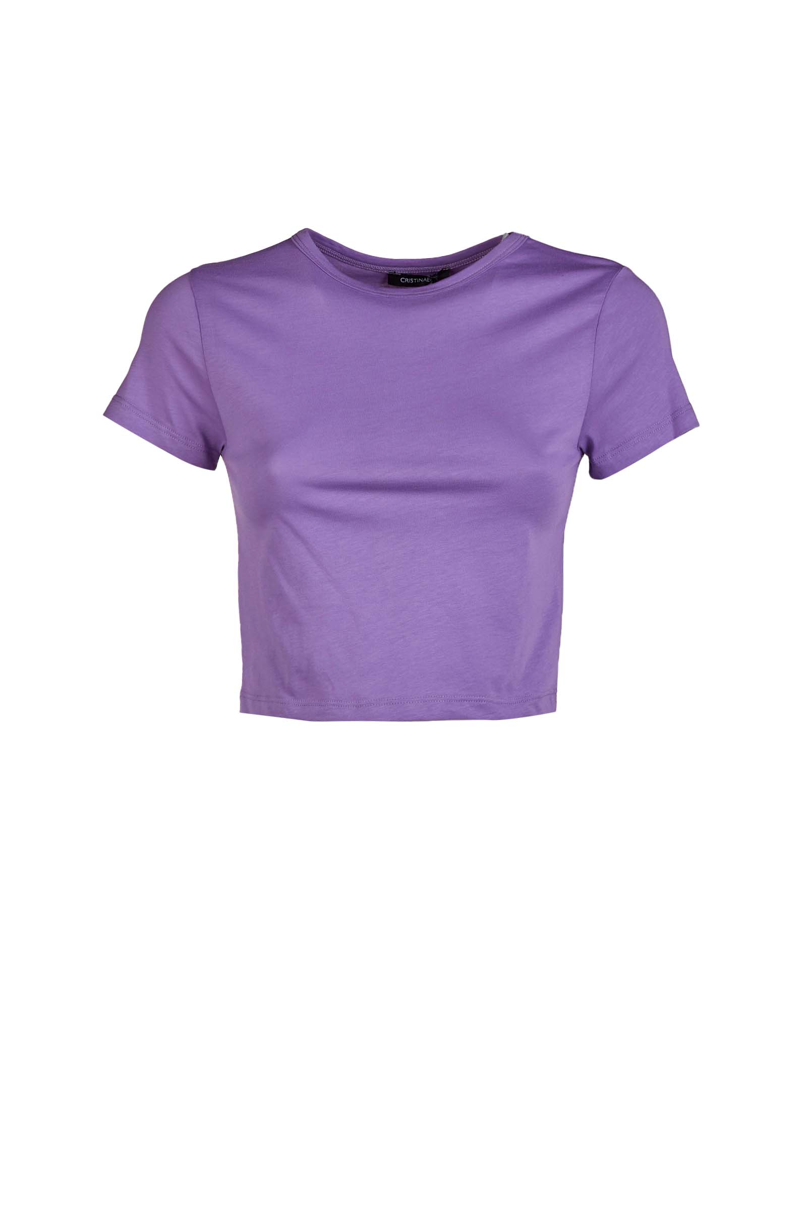 CRISTINA EFFE T-SHIRT CROP MA270 LILLA-ROSA-CELESTE-BIANCO DONNA