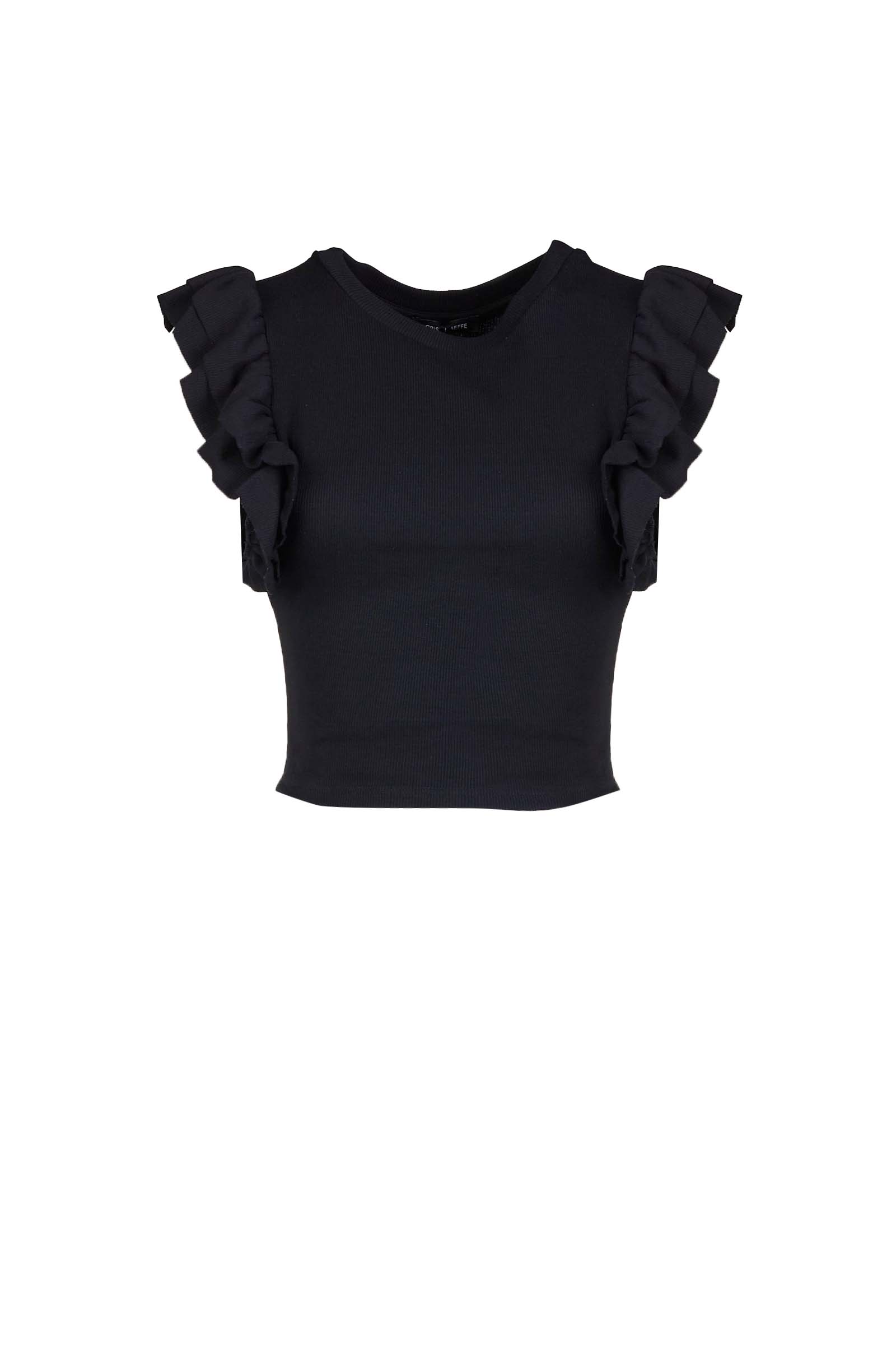 CRISTINA EFFE T-SHIRT CROP MA266 NERO-BIANCO-LILLA-ROSA DONNA