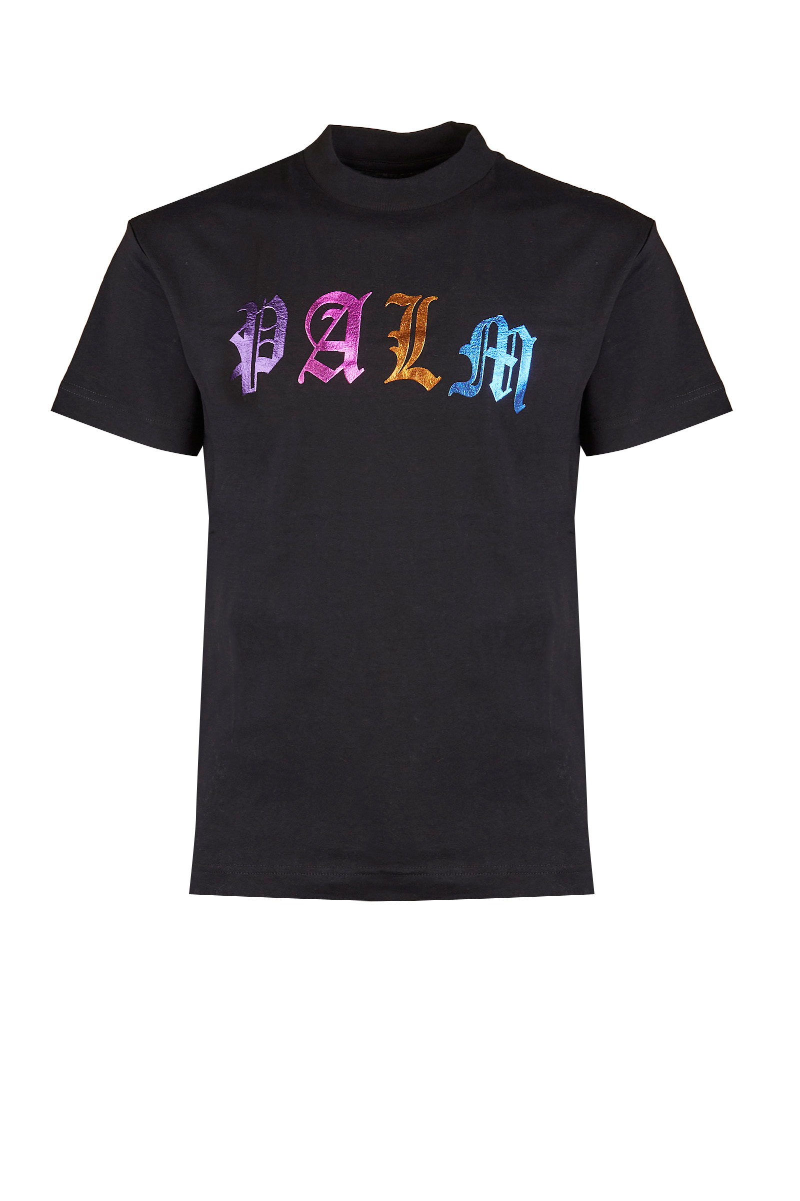 PALM ANGELS T-SHIRT GOTHIC LOGO PMAA001E20JER0071084 BLACK MULTICOLOR UOMO