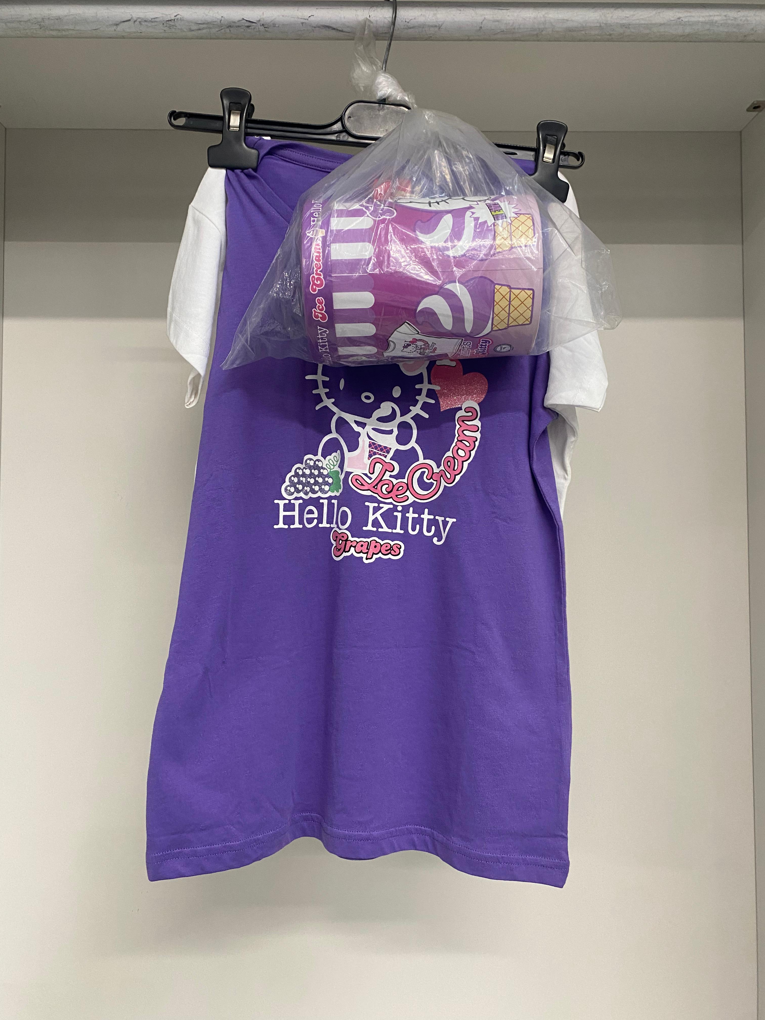 HELLO KITTY T-SHIRT BOX BIPACK GE 343 WHITE/VIOLET BIMBA