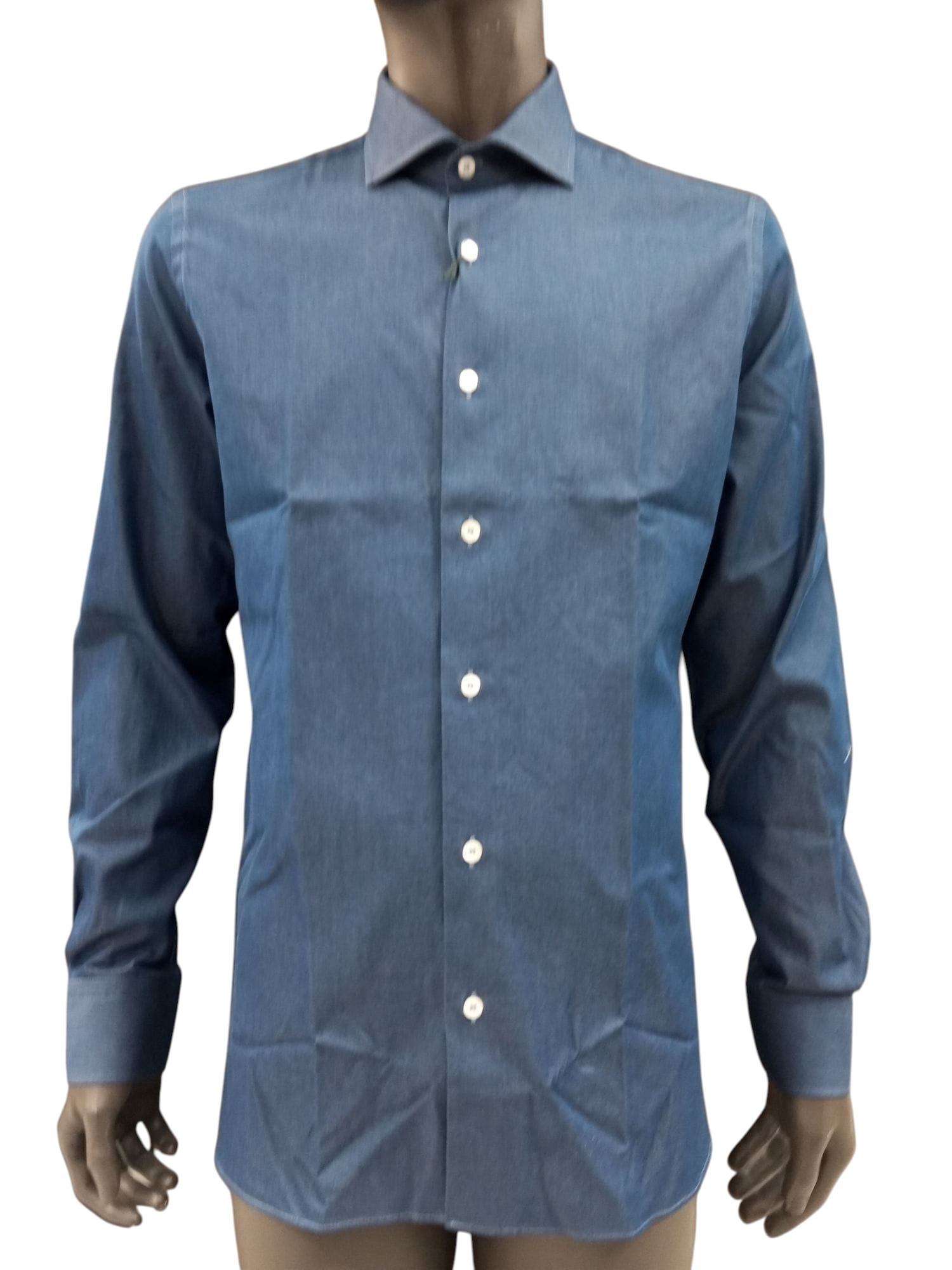 TESSUTO LORO PIANA CAMICIA DENIM SCURO UOMO