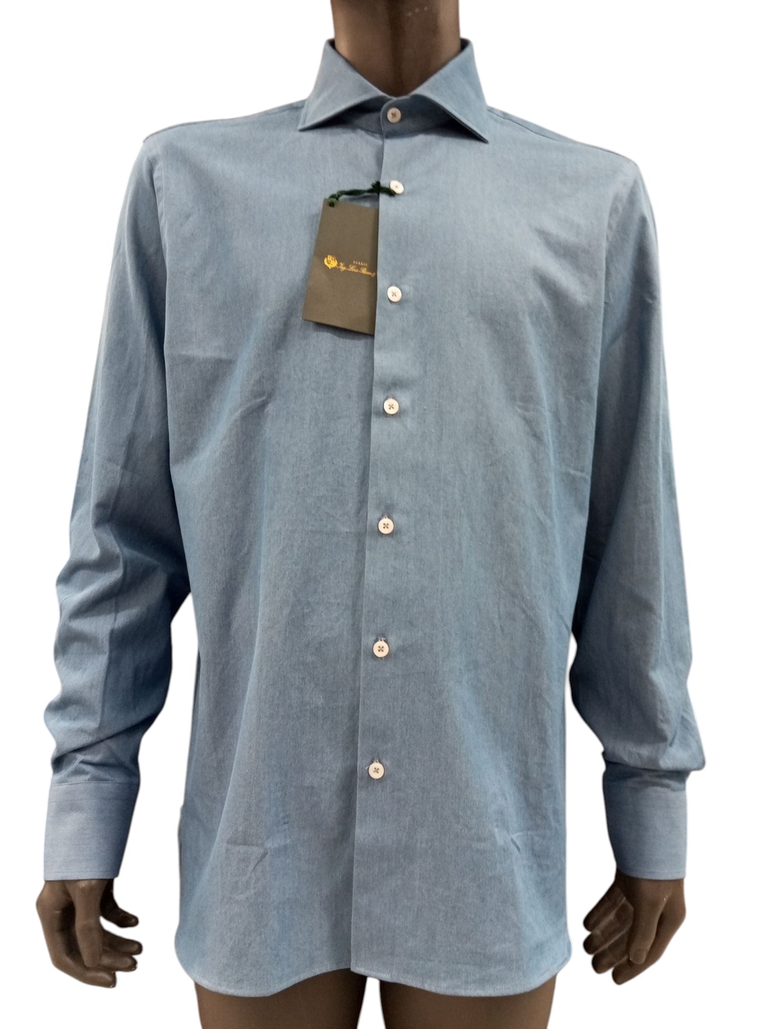 TESSUTO LORO PIANA CAMICIA DENIM CHIARO UOMO 